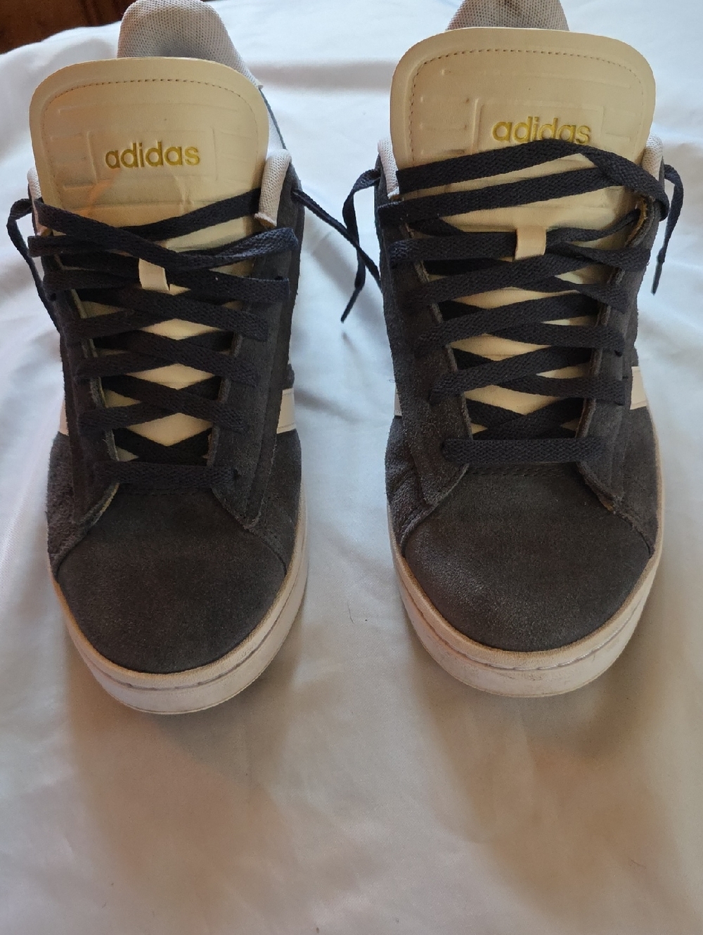 adidas Navy Grand Court Low-Top Suede Sneakers Womens Size 11